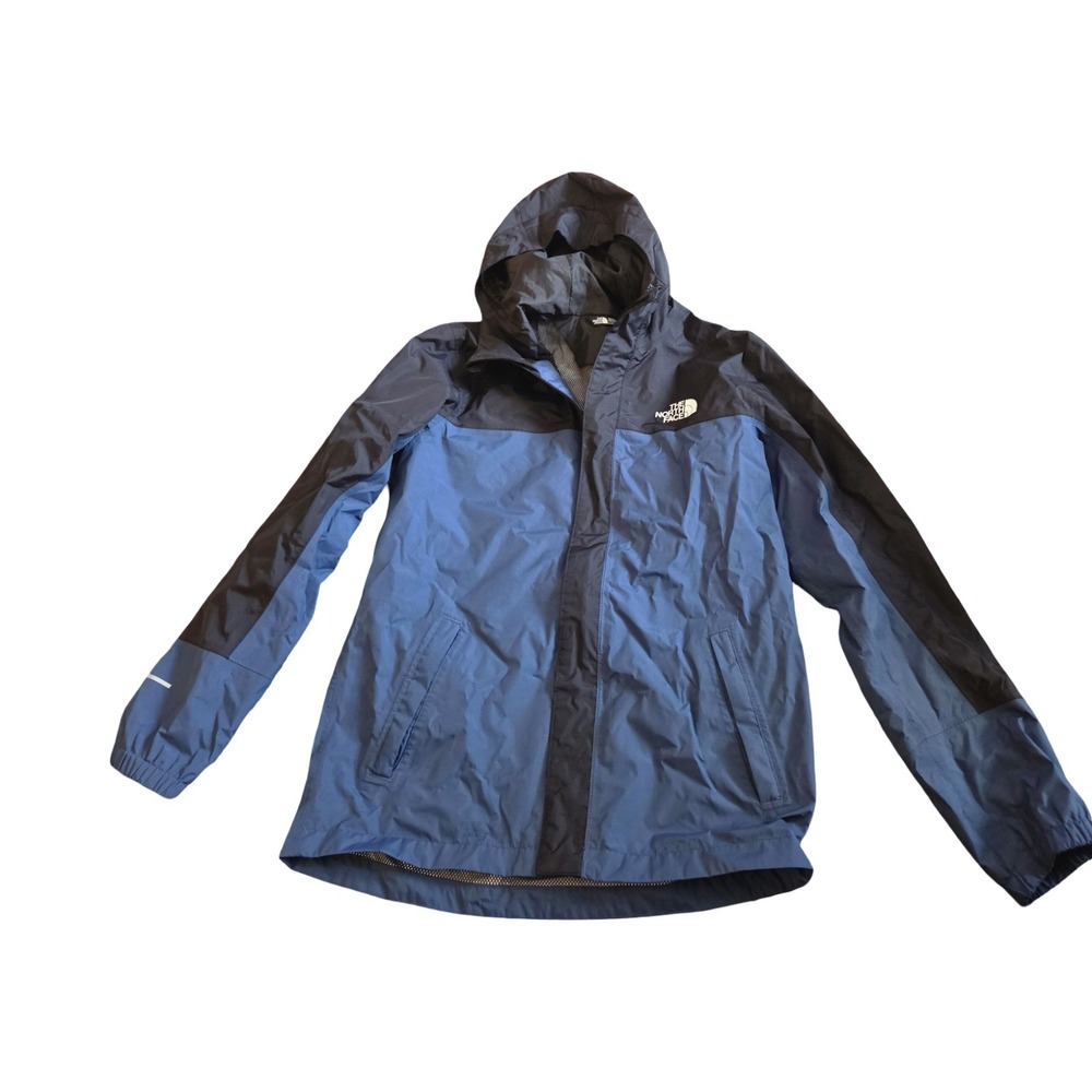 The North Face Blue Black Colorblock Hooded Rain Jacket Women Small/ Youth 14/16